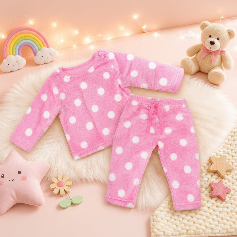 Candy Pink Polka Fluffy Winter Set