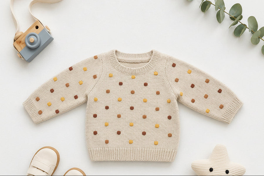 Honey Bobble Oatmeal Knitted Sweater
