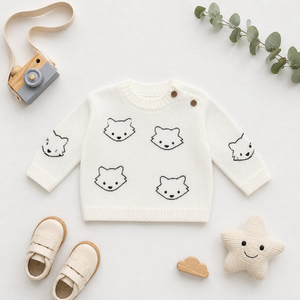 Little Fox Milk White Knitted Sweater