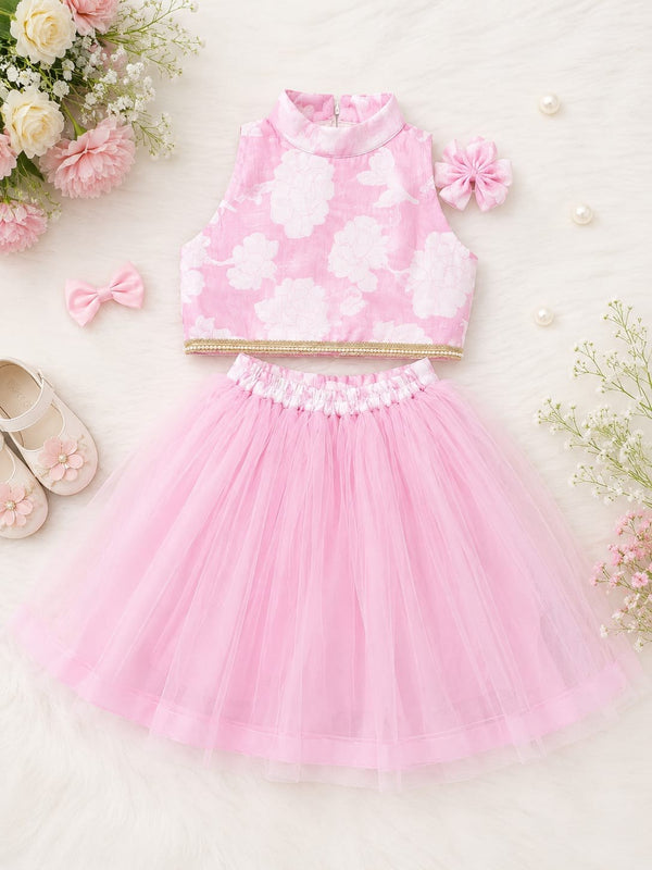 Blush Rose Net Lehenga - Flatlay