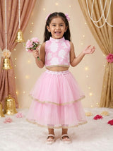 Blush Rose Net Lehenga - Model View