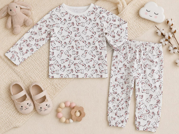 Playful Kitty Doodles Cotton Co-ord Set