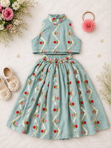 Sage Mint Gota Lehenga - Flatlay
