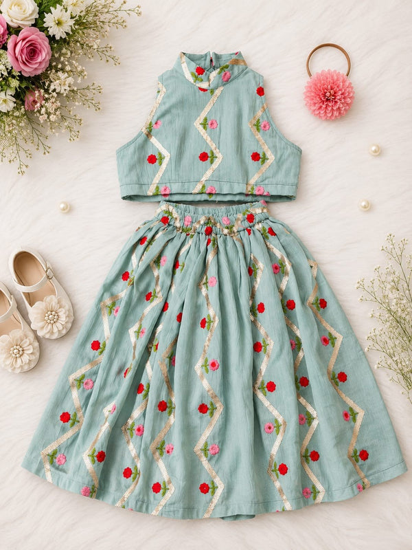 Sage Mint Gota Lehenga