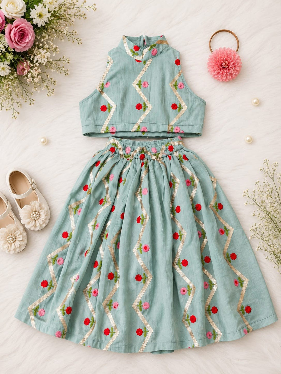 Sage Mint Gota Lehenga