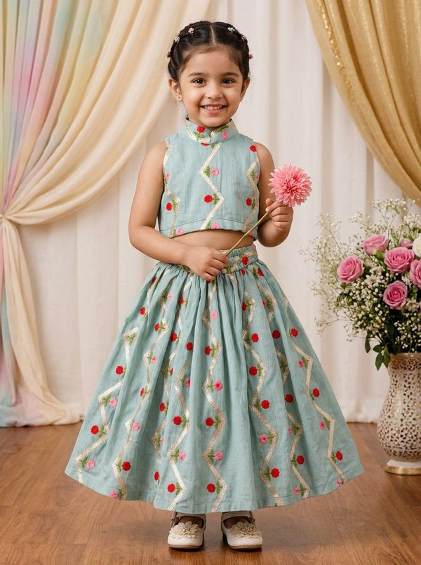 Sage Mint Gota Lehenga