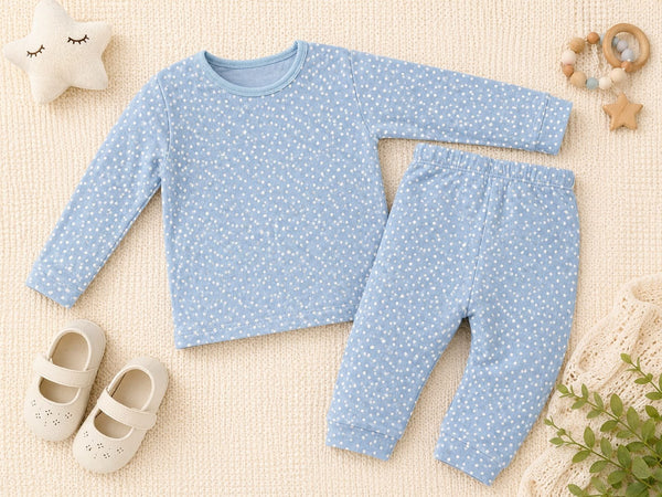 Sky Blue Stardust Polka Co-ord Set