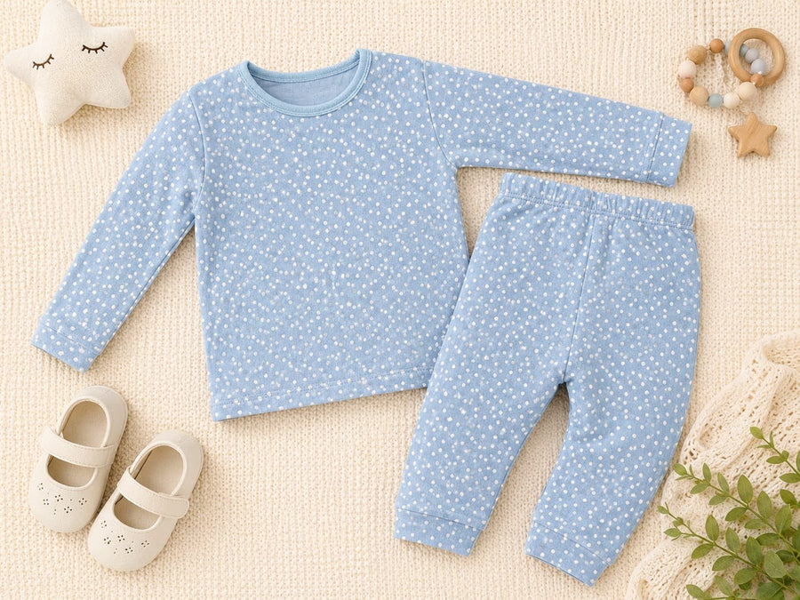 Sky Blue Stardust Polka Co-ord Set