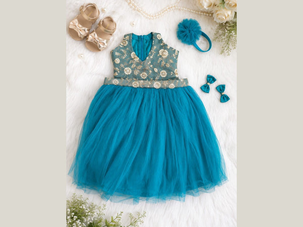 Teal Bloom Lehenga