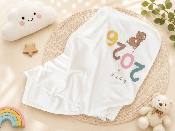 Born in 2026 Teddy Baby Blanket