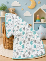 Little Elephants Muslin Bath Towel - Draped View