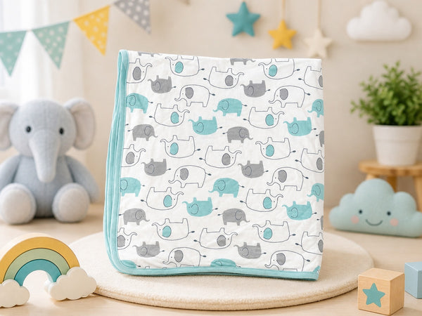 Little Elephants Muslin Bath Towel